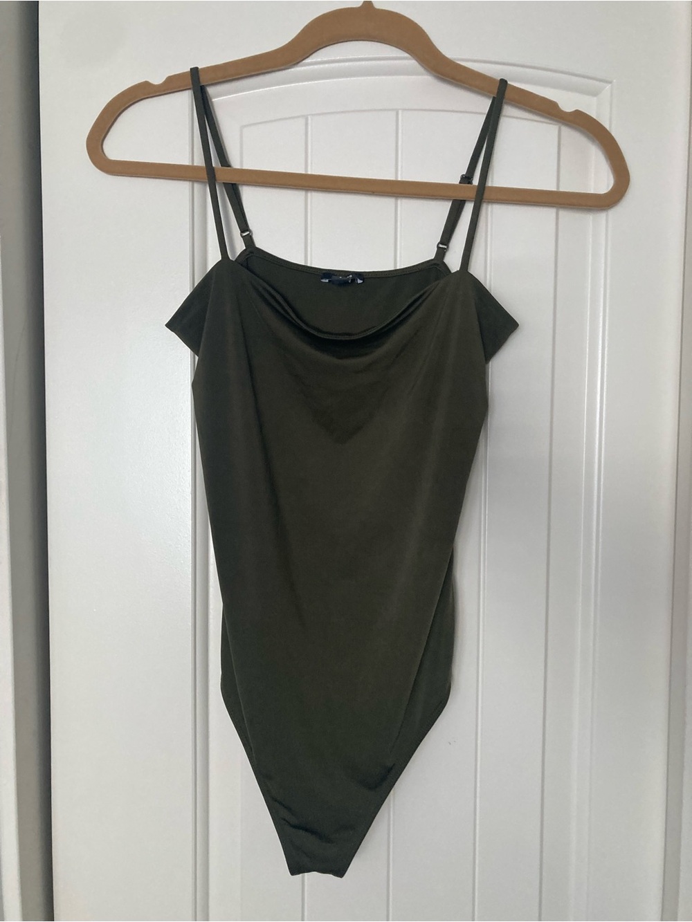 Express Body Contour Square Neck Cami Bodysuit Olive Green Size S